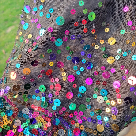 Girls Size 5 Newberry Special Occasions Sequin Black Mesh Lined Ruffle Dress - Picture 2 of 4